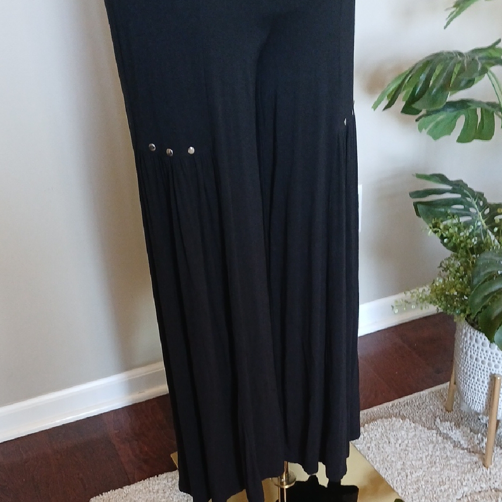CARINE Black Wide-Leg Pants with Studs - Picture 4 of 9